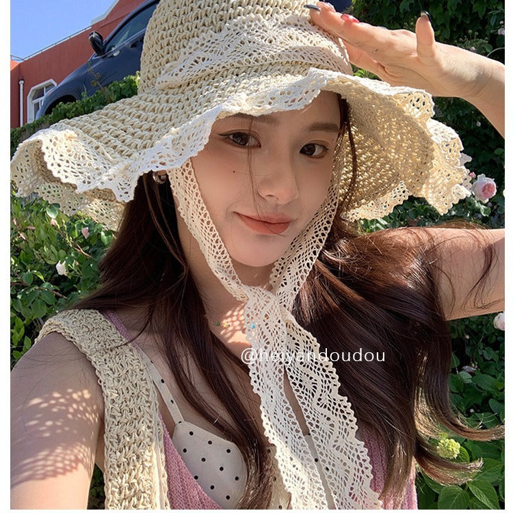 Lace Straw Sun Hat