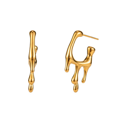 18k gold stainless steel liquid earrings