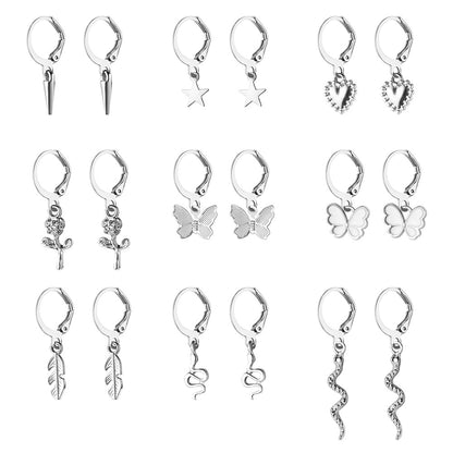 Butterfly Rose Earrings Set 9-Piece Set