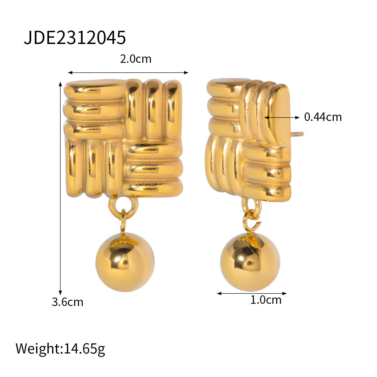 Pendientes colgantes de bola con textura de punto 