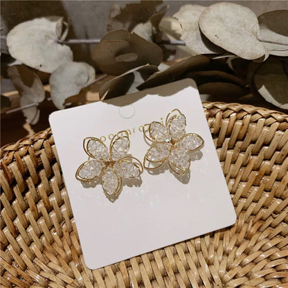 Three-dimensional flower earrings 925 silver needles