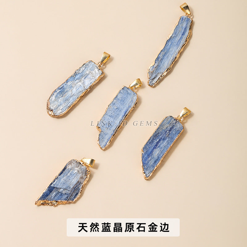 Rough kyanite gold-plated pendant.