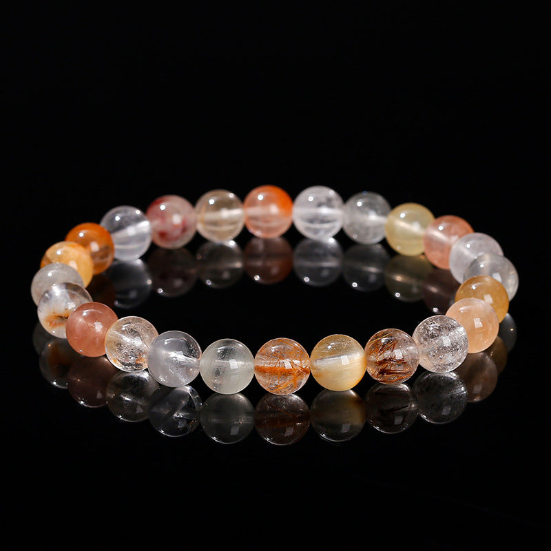 Natural ice transparent color rabbit hair crystal bracelet.