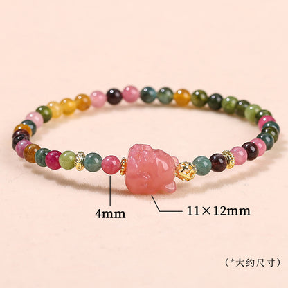 Imitation color tourmaline bracelet, Yanyuan agate nine-tailed fox bracelet.