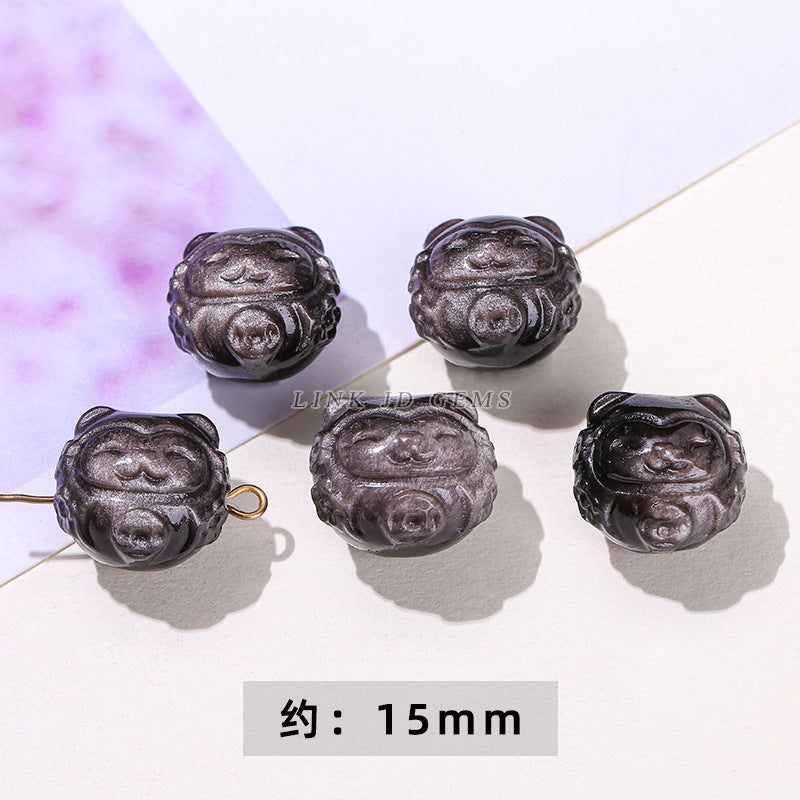 Wholesale of natural silver obsidian carving pendants