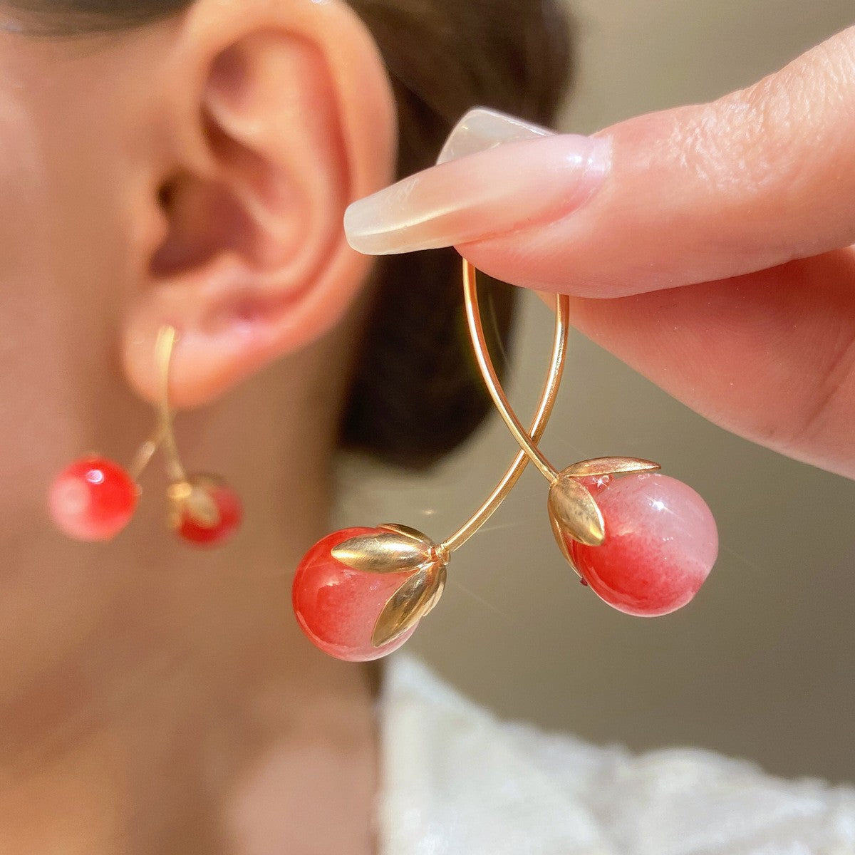 Pink tomato earrings