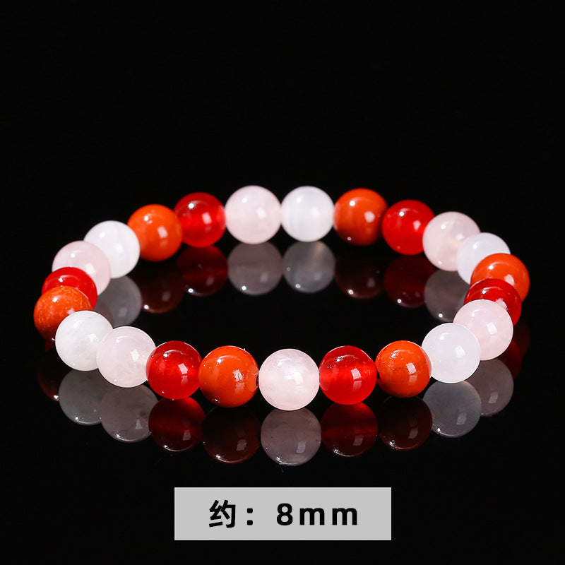 Natural horse powder crystal redstone calcite chalcedony bracelet