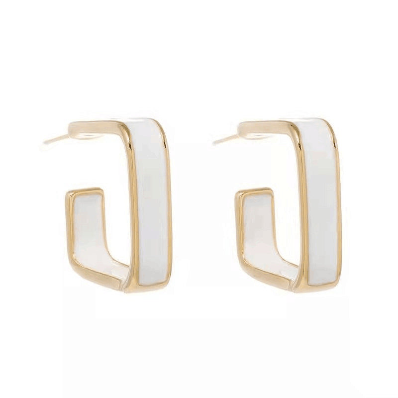 S925 Silver Needle Drop Glaze Square Earrings