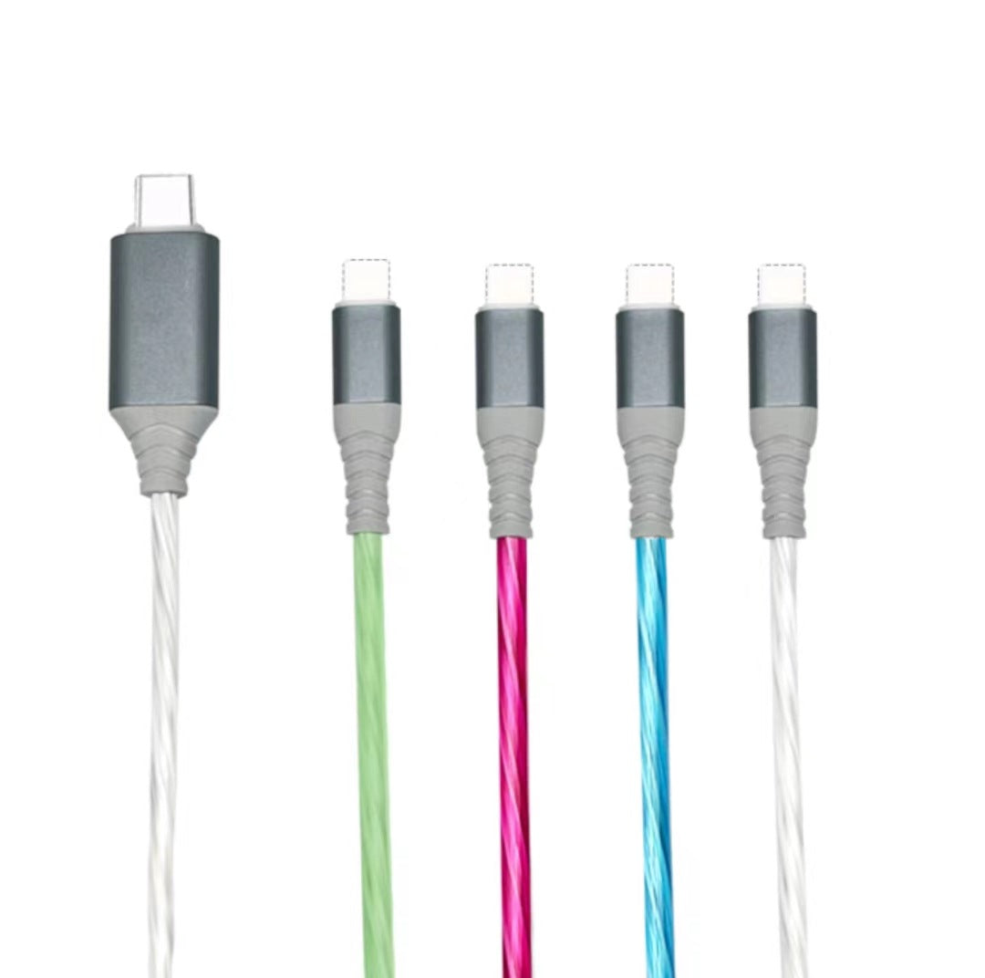 Glowing Transparent PD Fast Charge Cable for Huawei Apple Android