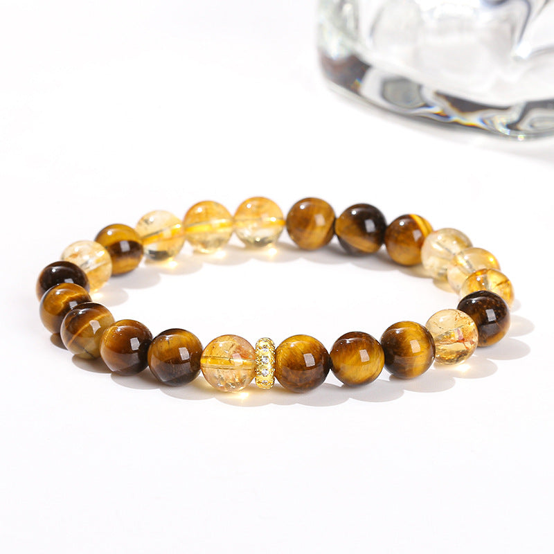 5A natural yellow tiger stone and yellow tower wafer bead bracelet.