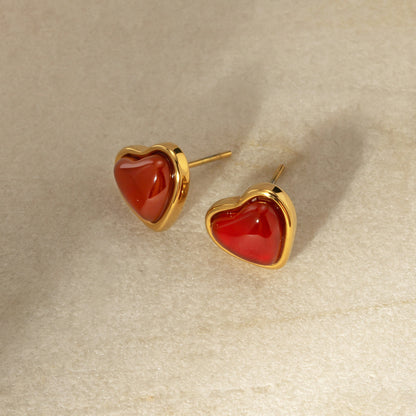 Red heart earrings