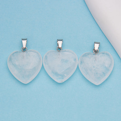 Natural stone peach heart shaped crystal agate pendant