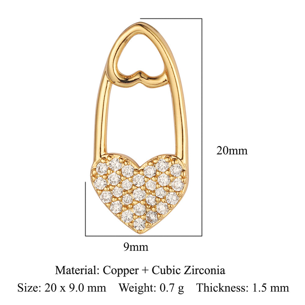 Color zircon peach heart copper zircon pendant.