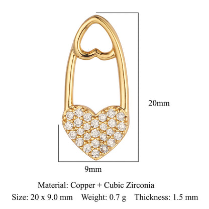 Color zircon peach heart copper zircon pendant.