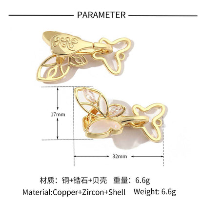 Flower shell copper zircon removable universal buckle