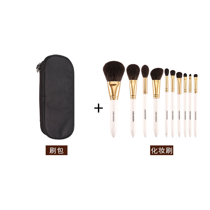 Animal Hair Makeup Brush Set Wooden Handle