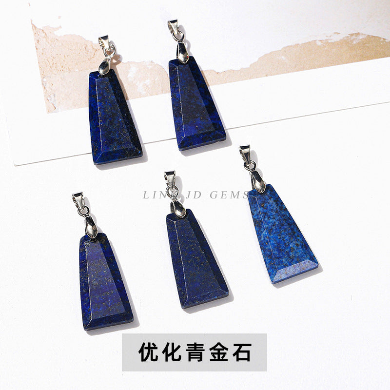 Natural stone crystal cut trapezoidal no matter card pendant