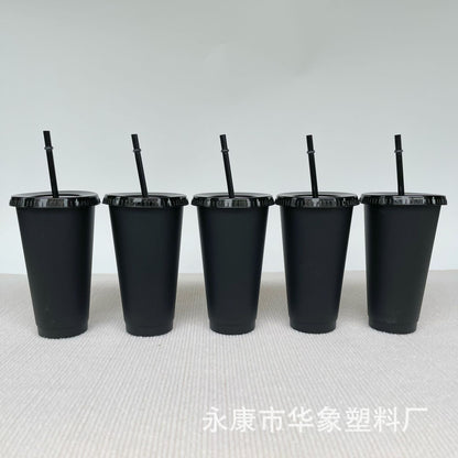 710Ml black straw cup