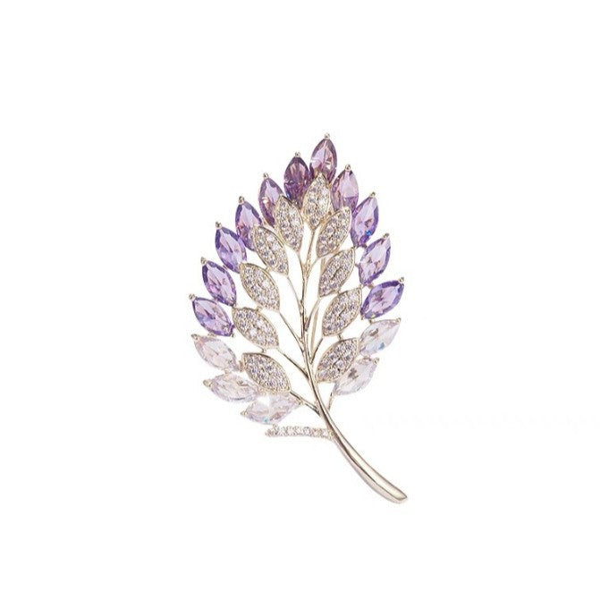 Flash diamond hollow leaf brooch