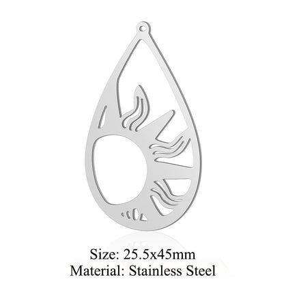 5 pcs/pack, water drop sun titanium steel pendant.