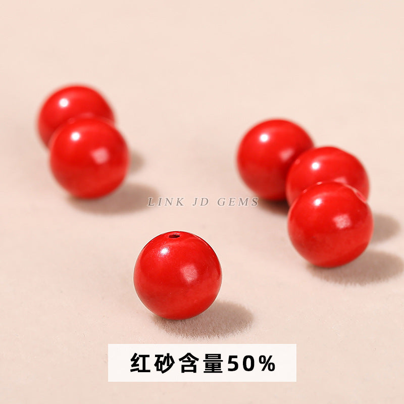 6-12Mm raw ore cinnabar round beads loose beads