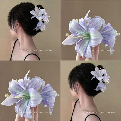 Three-dimensional lily temperament grab clip simulated flower hairpin