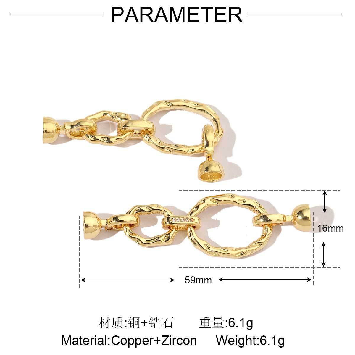 18K real gold color-retaining copper zircon connecting buckle