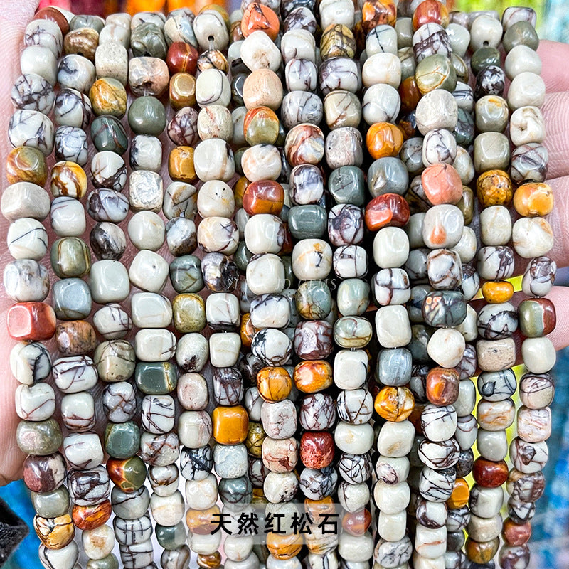 7-9Mm multi-colored emperor stone with straight hole loose beads