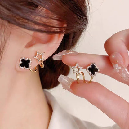 Four-leaf flower stud earrings