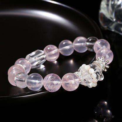 Natural moissanite quartz white crystal mixed bracelet