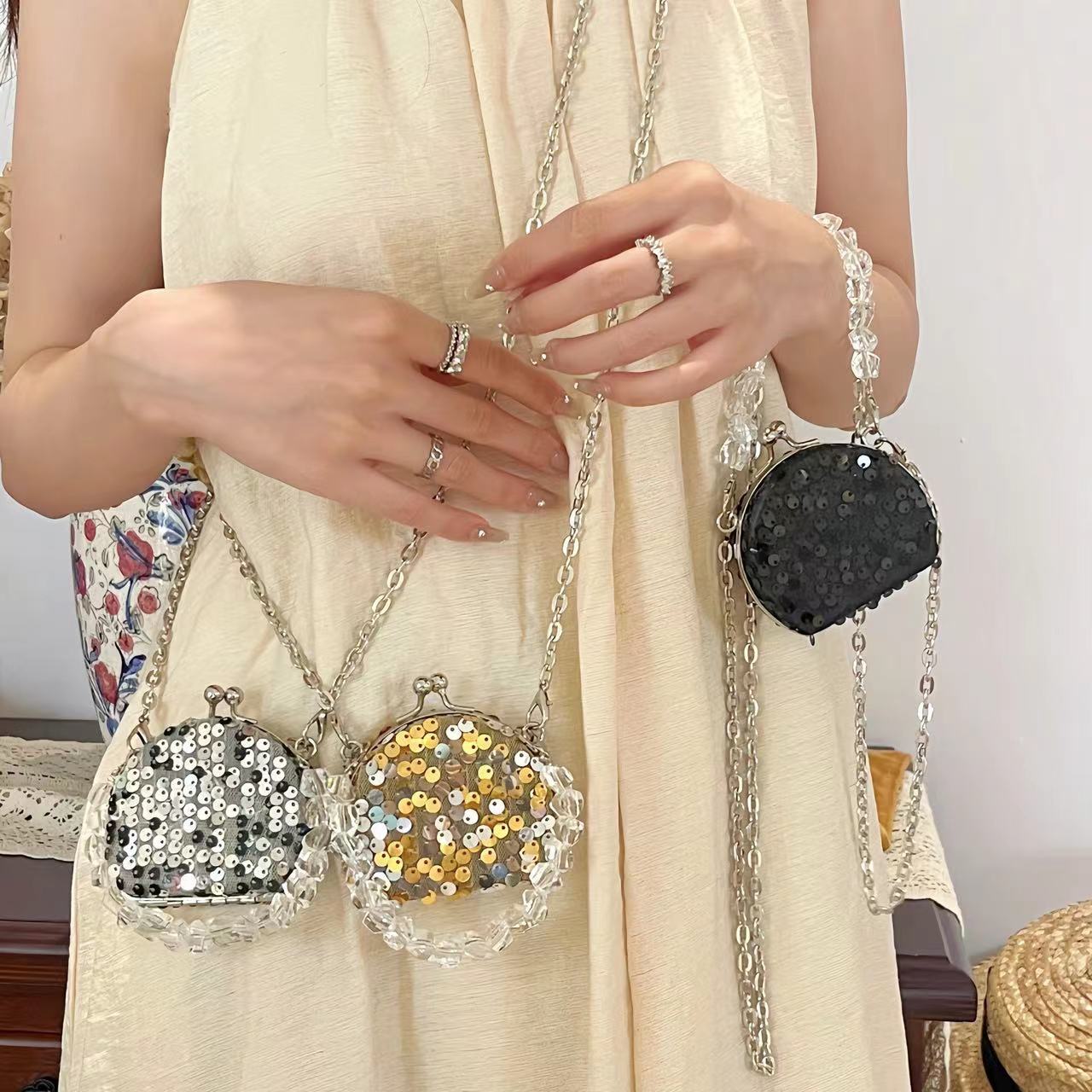 Sequin chain bag