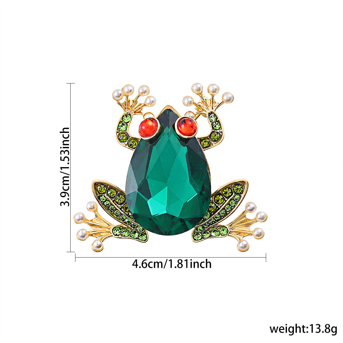 Emerald Crystal Frog Brooch