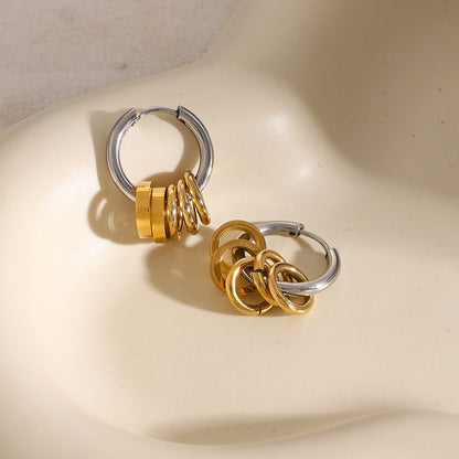 Titanium steel earrings with gold-tone hoop