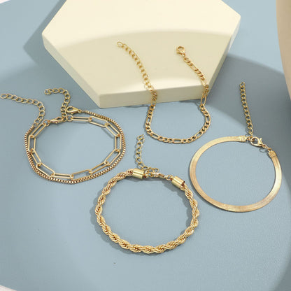 Multi-layer twisted chain box chain bracelet set of 5