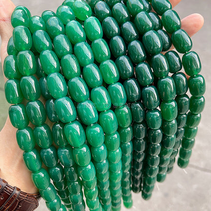 Natural green agate bucket beads drum beads loose beads