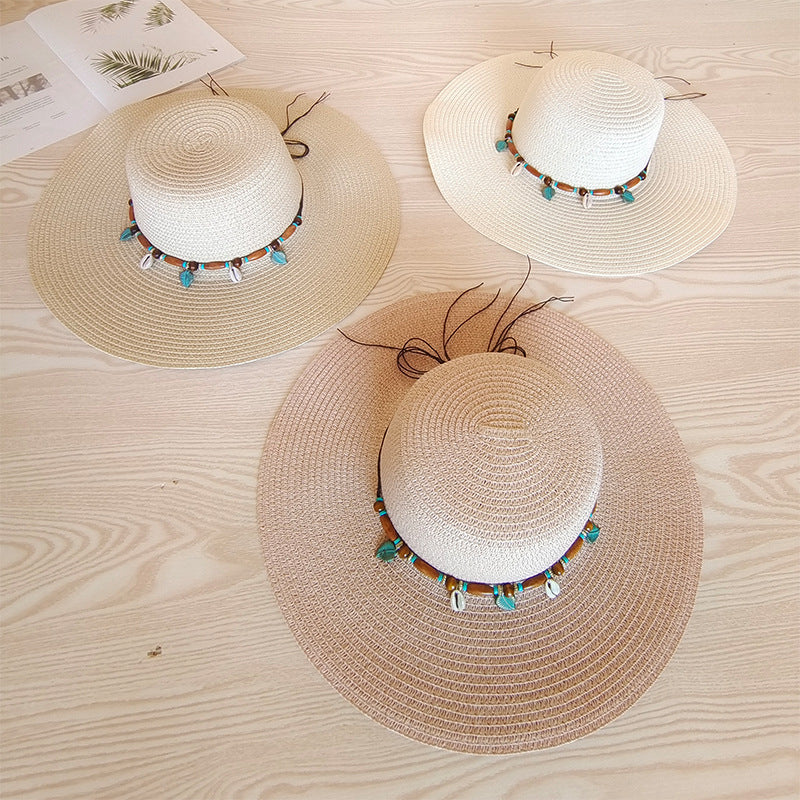 Women Beach Outdoor Wide Brim Flat Brim UV Korean Fashion Elegant Hat