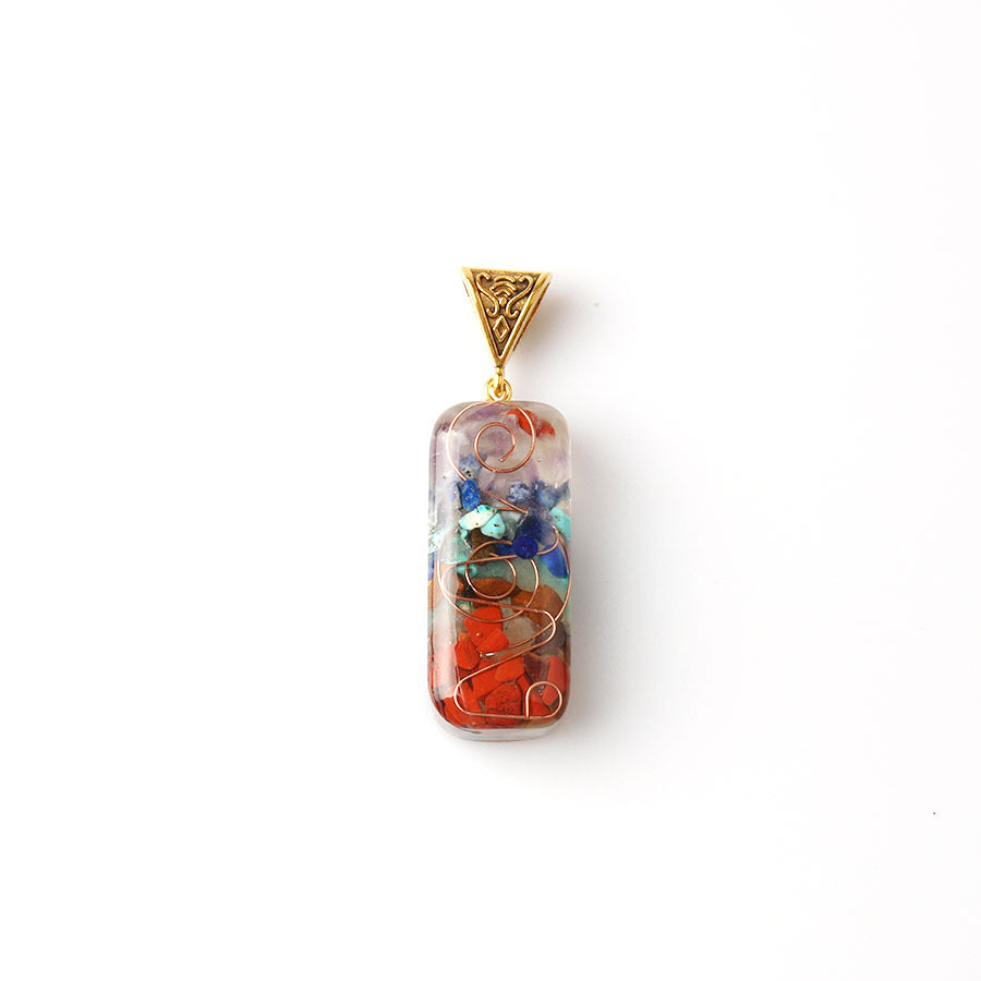 Colorful gravel resin crystal hexagonal column pendant