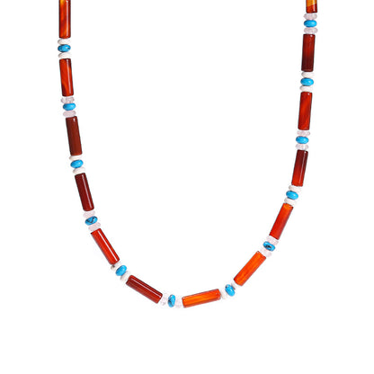 7A agate round tube necklace