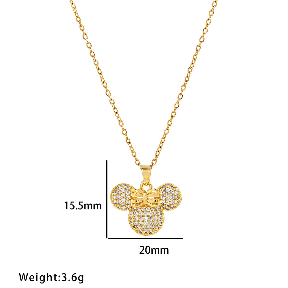 Chic Cute Mouse Jewelry Set with Shiny Diamonds