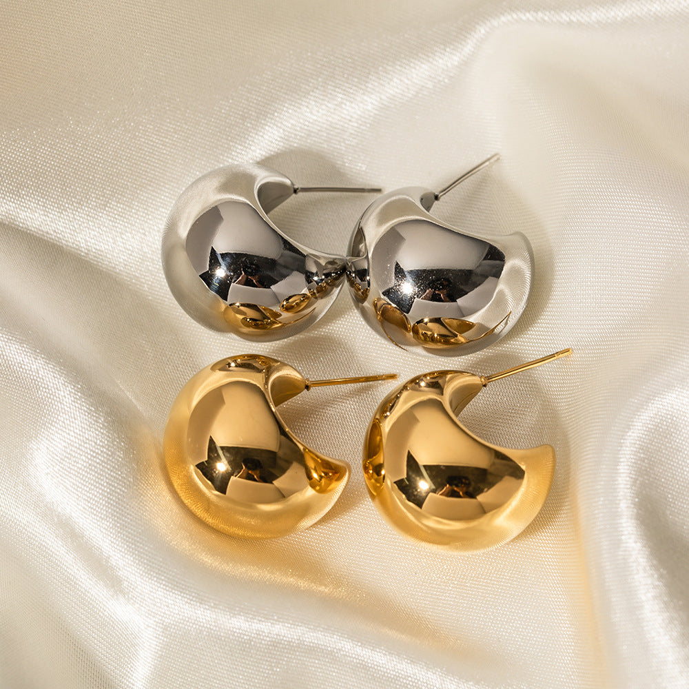 Half-circle thick C-shaped hollow earrings