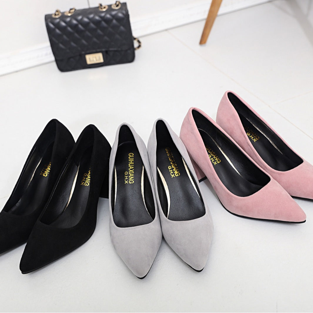 Solid color light mouth PU women's shoes