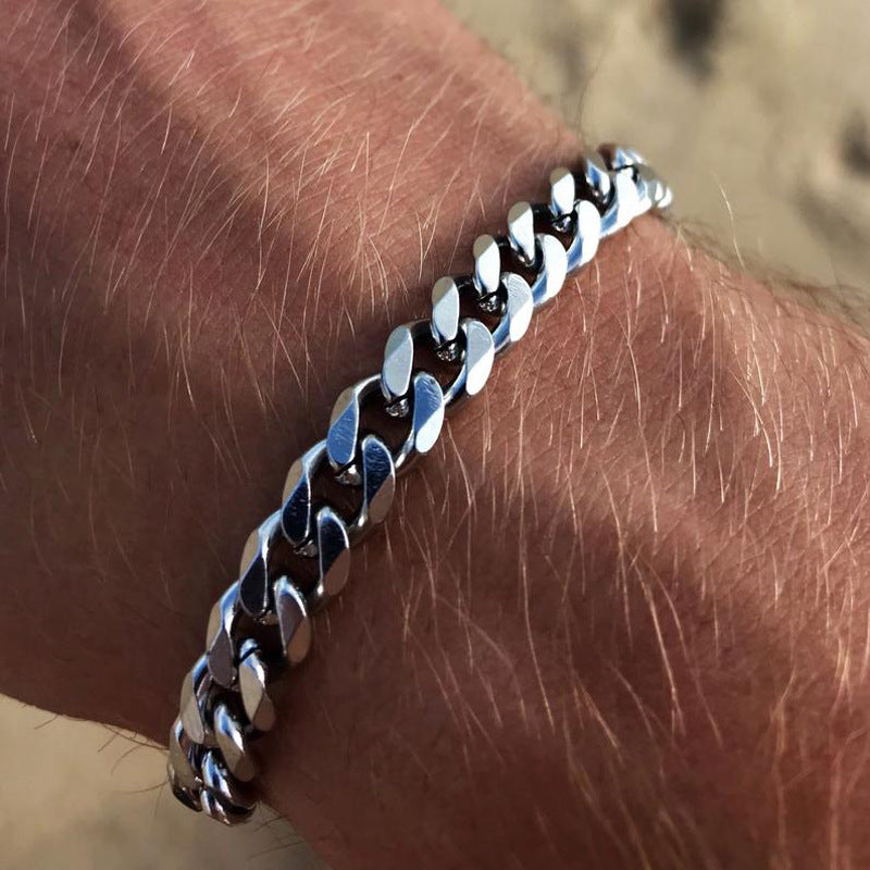 Six-sided polished Cuban bracelet