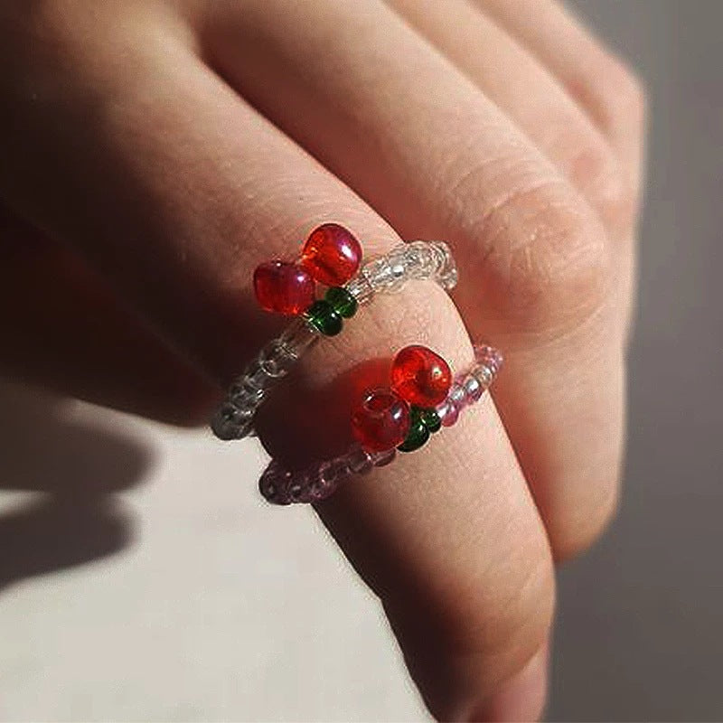 Anillo con diseño de cereza para mujer. 