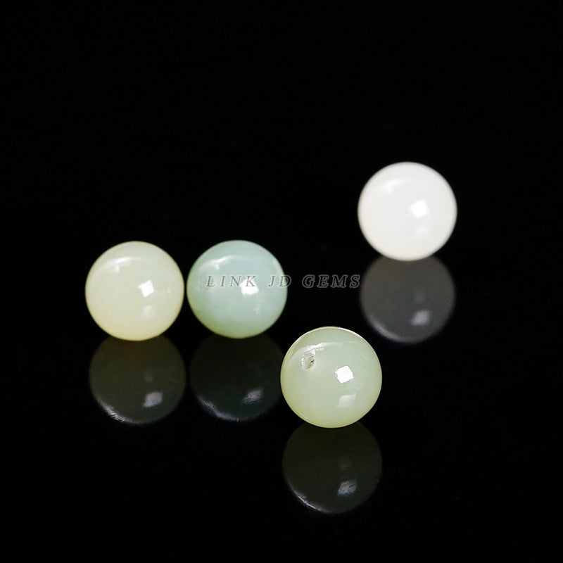 Hetian jade half-hole round beads handmade loose beads