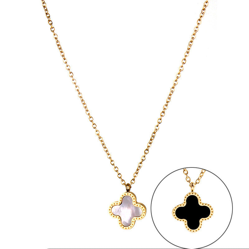 18K rose gold four-leaf clover necklace