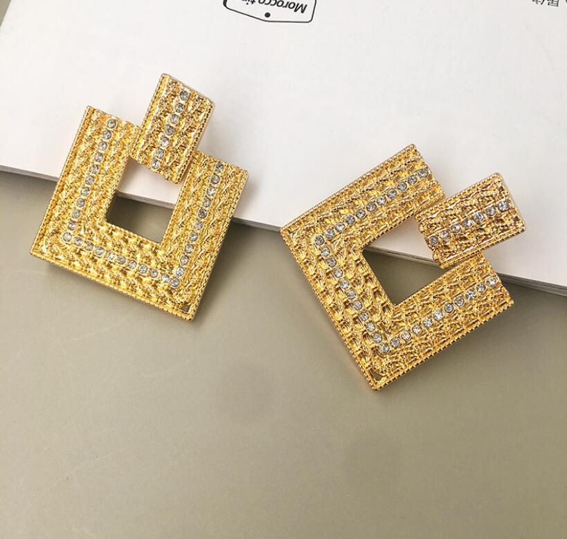 Geometric Square Diamond Retro Earrings