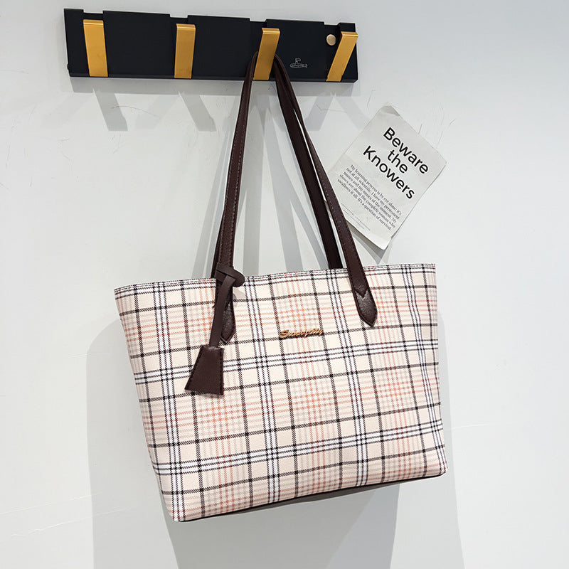 Plaid print tote bag