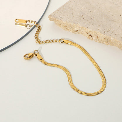 Gold 3mm blade chain snake chain bracelet