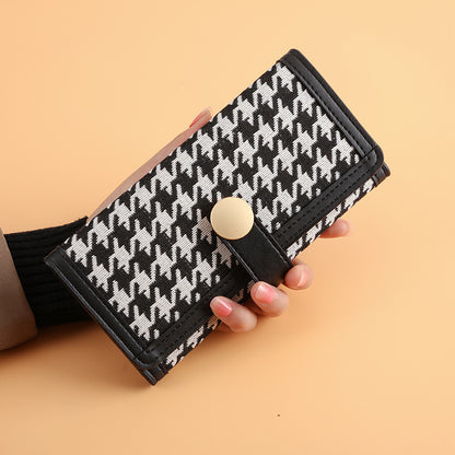 Long thousand bird grid buckle multi-card wallet