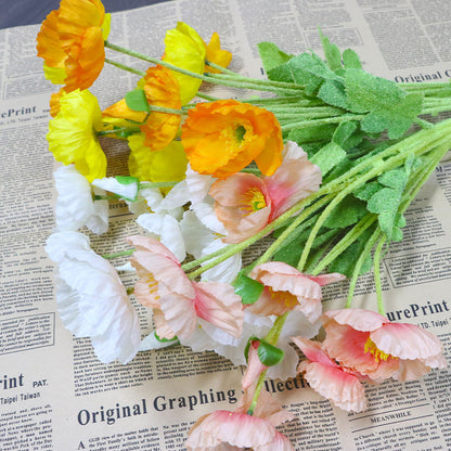 Poppy artificial flower flocking poppy flower